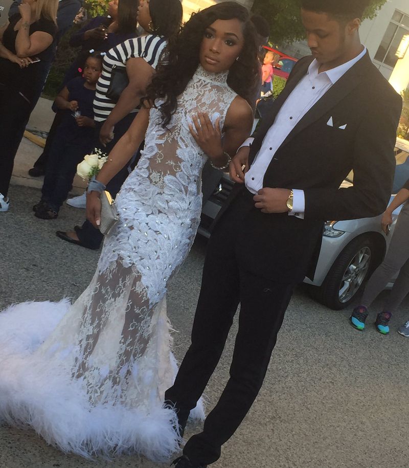 fur prom dress