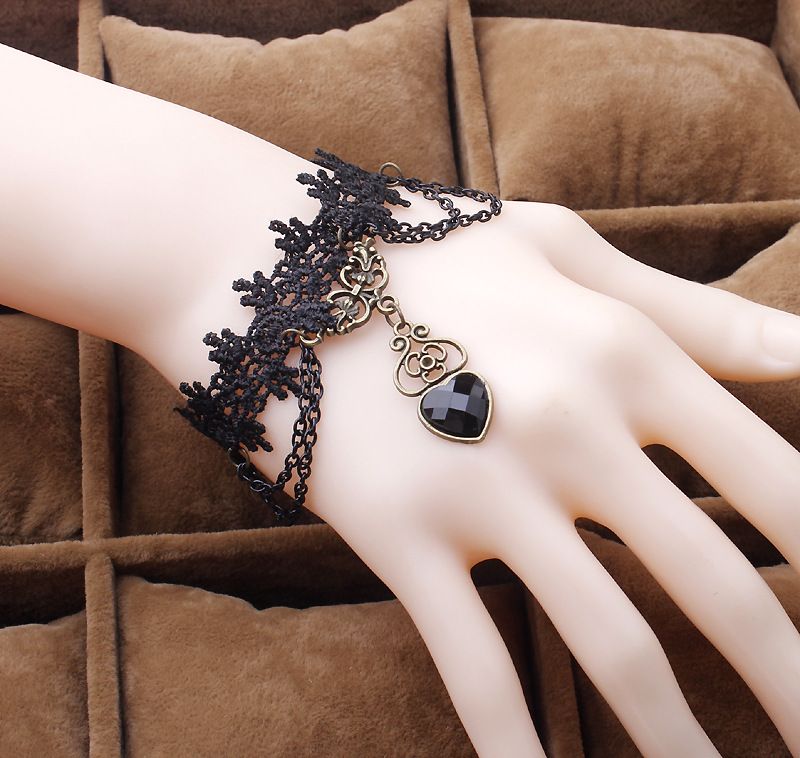 2017 Mujeres de La Manera Pulseras de Negro Corazón Estilo Gótico Pulsera Niñas Joyería