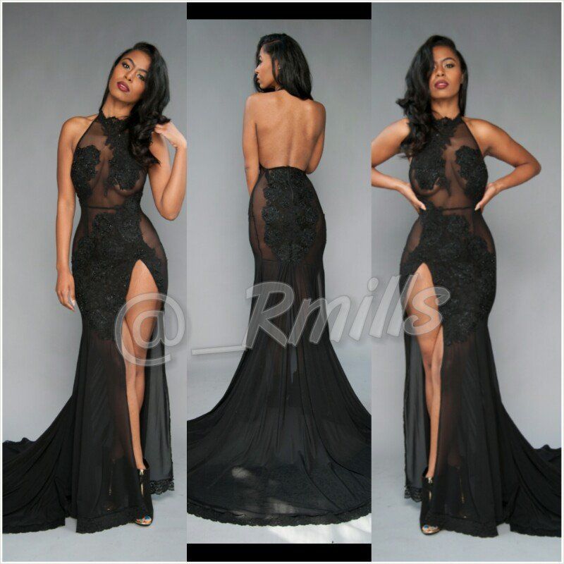 black backless cocktail dress