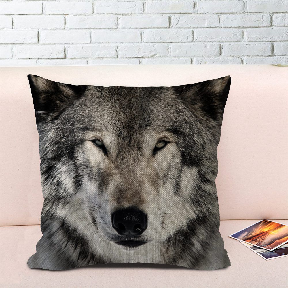 Cute Cats Cushion Wolf Cover Pillow Cases Tiger Pillow 43x43cm Bedroom Sofa Cushion Animal Pillowcase Home Decor Cheap Chair Cushions Outdoor
