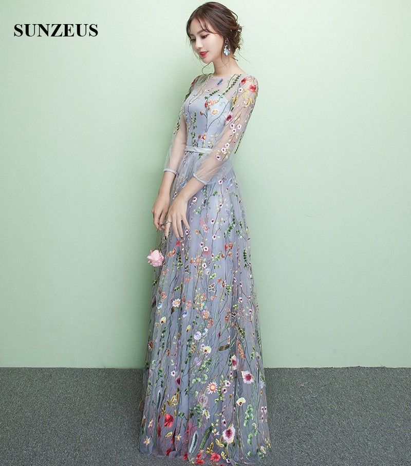 Abito Da Cerimonia A Tre Quarti Con Maniche In Pizzo Con Ricamo Abiti Da  Sera A Line Principessa Abiti Da Sera Lunghi In Stock Spedizione Gratuita  Da 60,87 € | DHgate Italy