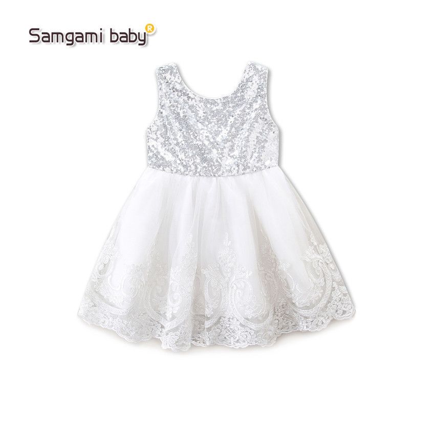 Toddler Baby Girls Birthday Wedding Party Dress Sleeveless Sequins Top Lace Tutu Skirt