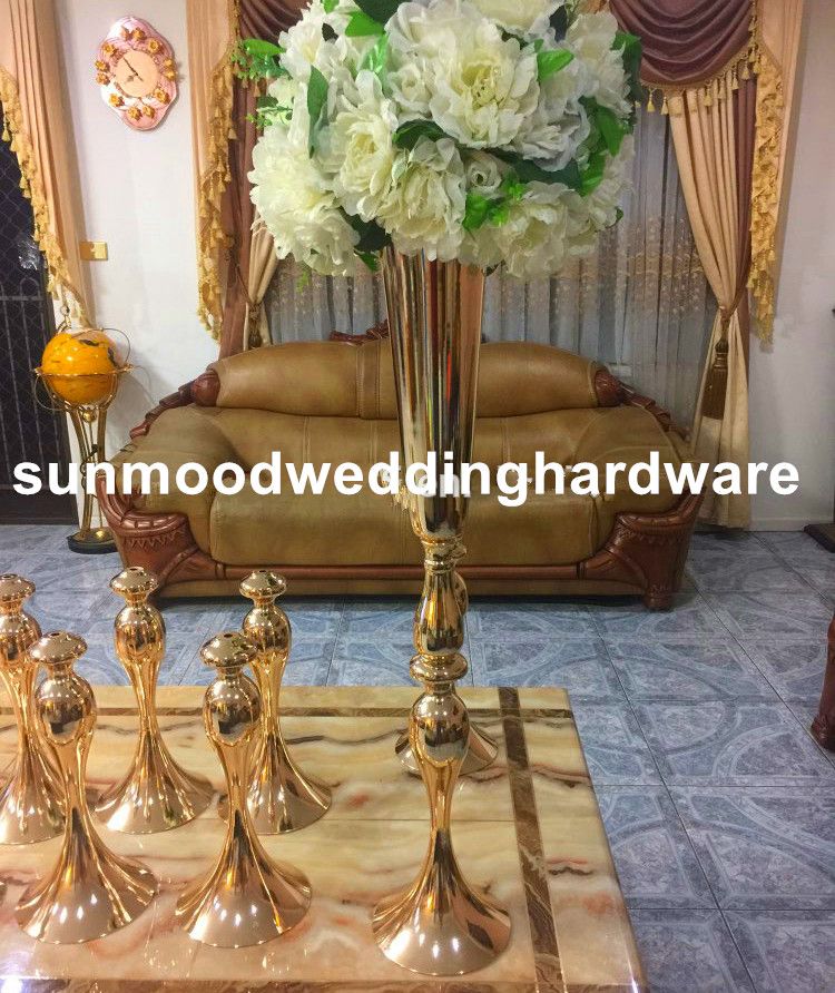 arranjo decoração com flores carrinhos best-seller Flor do casamento de ferro ouro ficar Centerpiece Vase