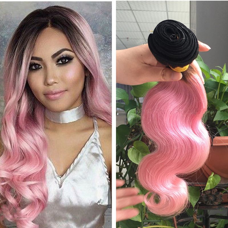 9a Ombre Hair Extensions Black And Pink Ombre Virgin Human Hair