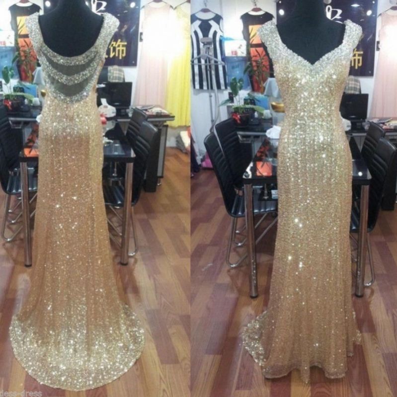 Sparkly Gold Sequins Mermaid Prom Dresses 2019 Fashion Sweetheart Cap