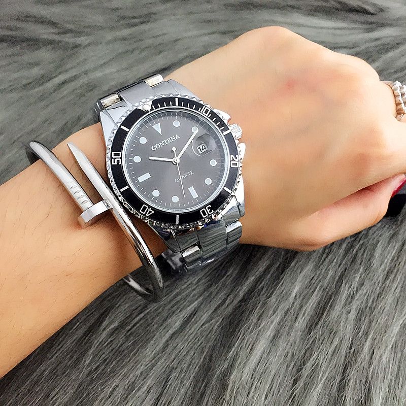 Womens Blue Fashion Alloy Waterproof Stainless Steel Rhinestone Watches