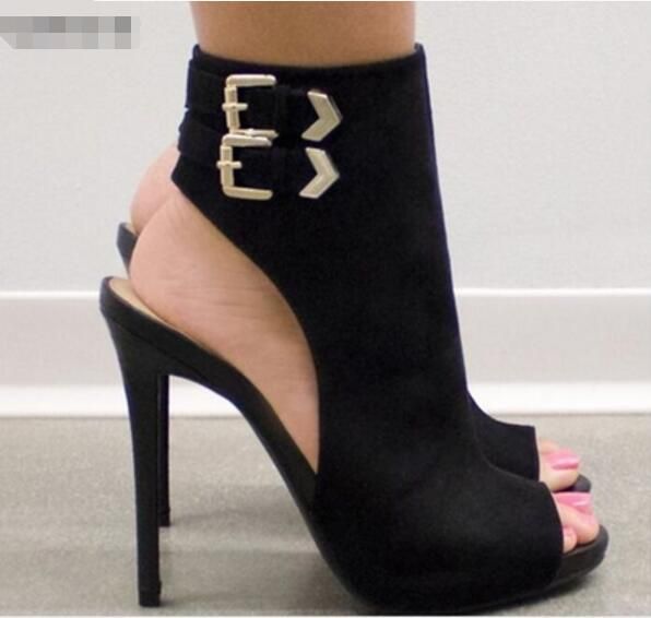 open back peep toe shoe boots