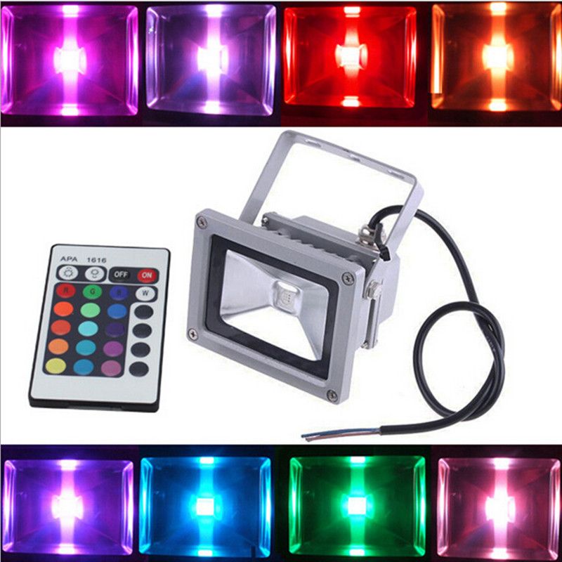 Outdoor 10w 20w 30w 50w 100w Rgb Led Flood Light Colors Changing Wall Washer Lamp Ip65 Waterproof 24key Ir Remote Control Floodlight