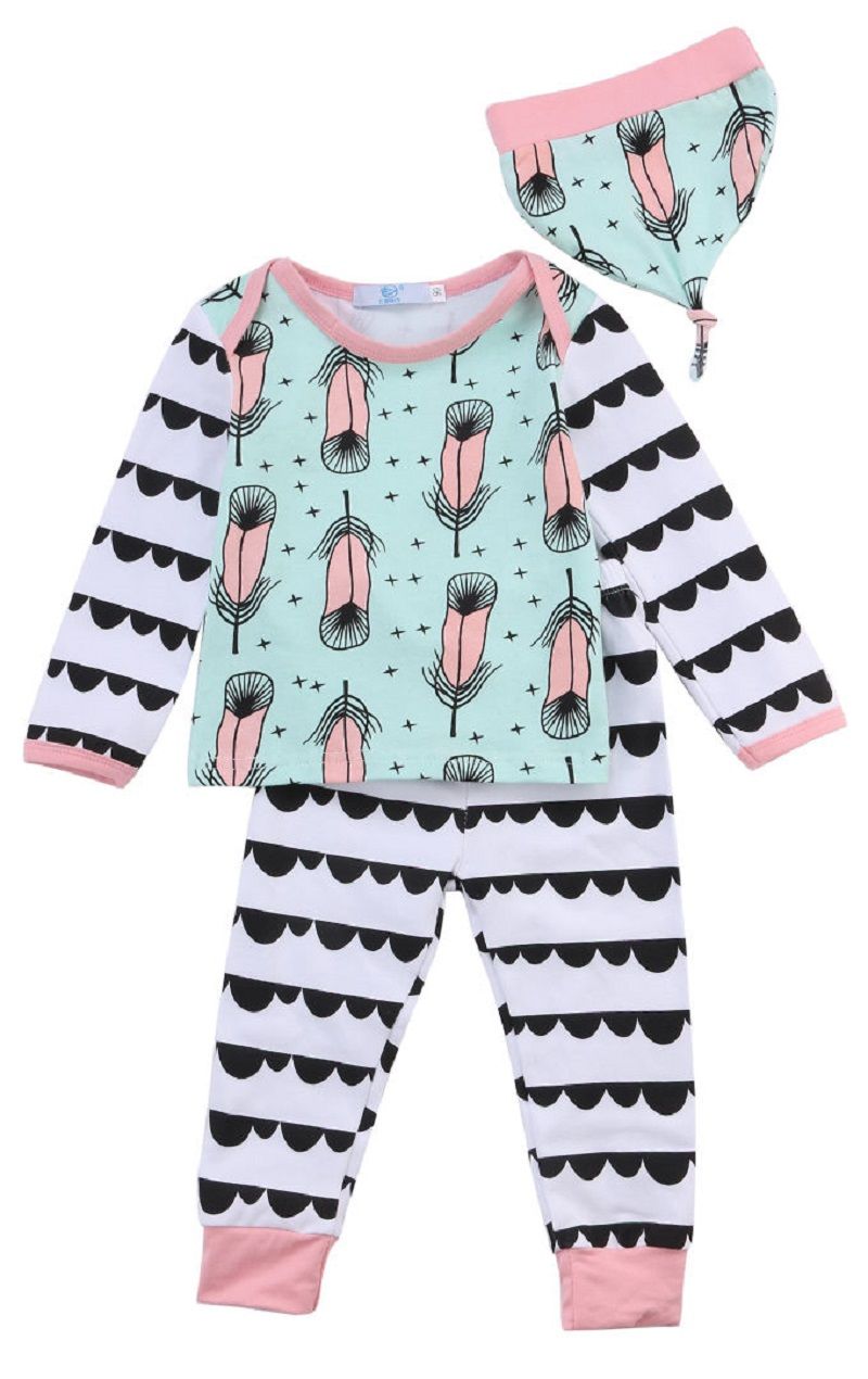Newborn Baby Boys Girls Clothes Long Sleeve Tops Pants Trousers Hat Outfits Set
