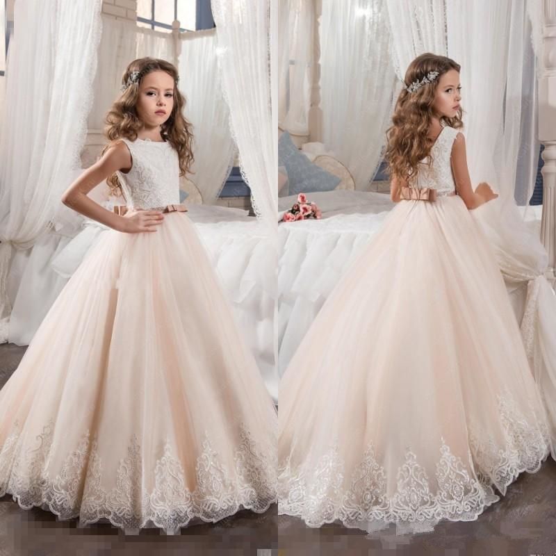 blush pink gown for flower girl