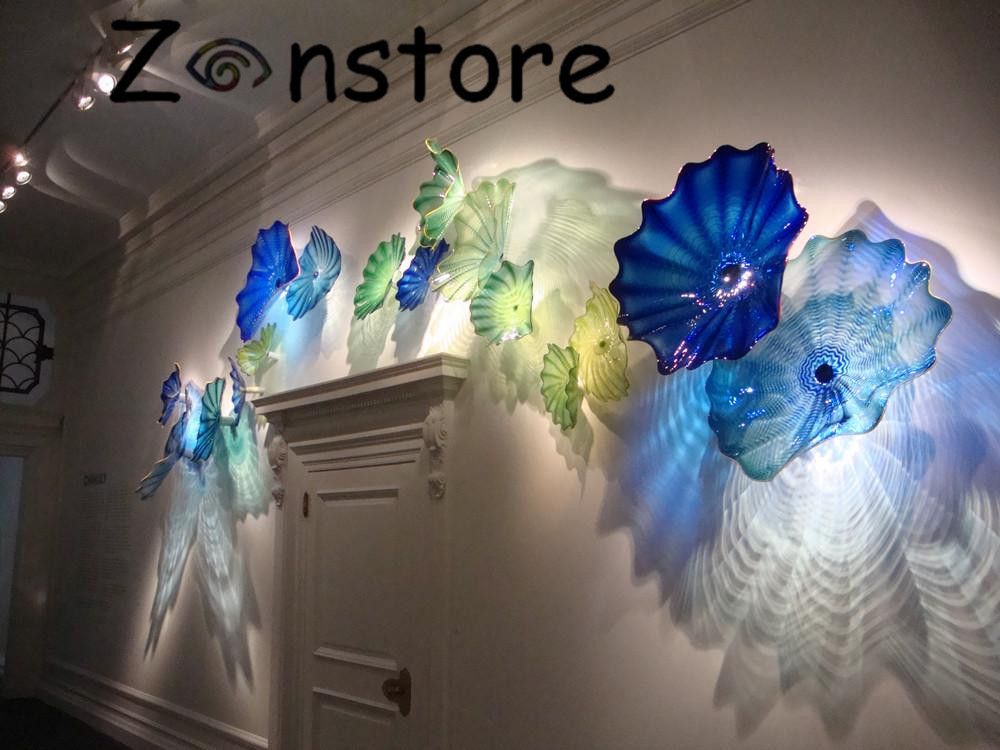 2020 Brilliant Art Glass Wall Decor Plates New Store Decor Flower