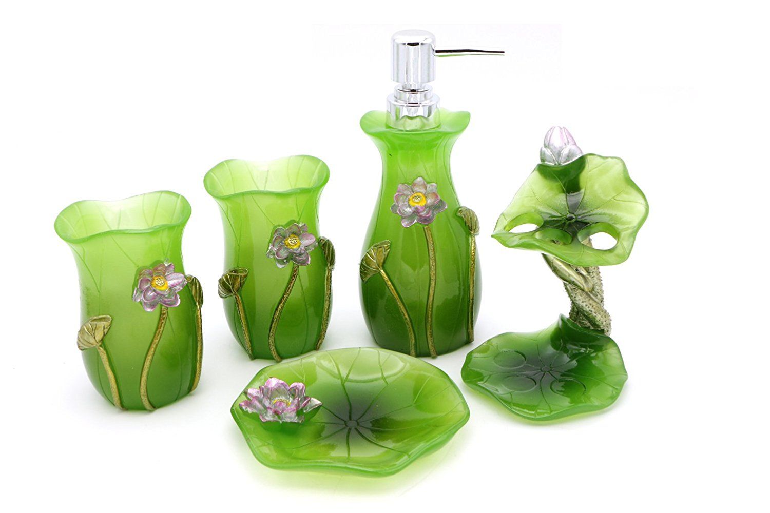 2020 High Grade 3d Lotus Flower Bathroom Accessories Resin Bathroom Accessories Green For Bathroom Kitchen Guest Room From Gxmdirect 40 2 Dhgate Com