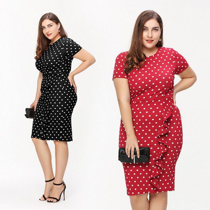 women's plus size polka dot dress