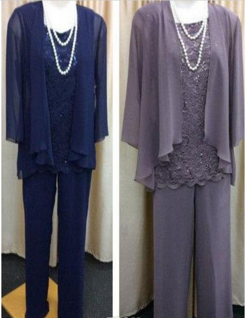 Champagne chiffon outfits for wedding Mother of the bride pant suits Comfortable Plus size 