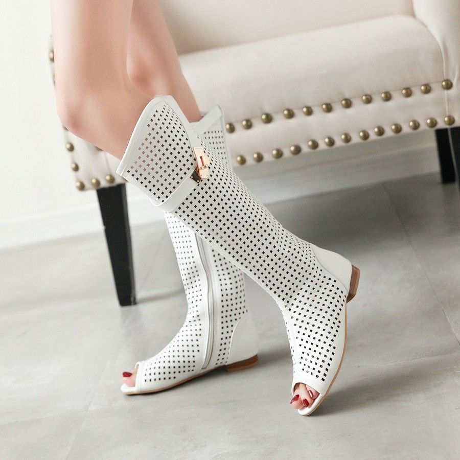 white summer boots