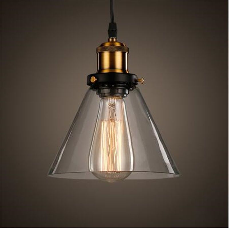 New Vintage Clear Glass Pendant Light Copper Hanging Lamps E27 110 New Vintage Clear Glass Pendant Light Copper Hanging Lamps E27 110 220v Bulbs For Home Decor Restaurant Luminarias Abajour