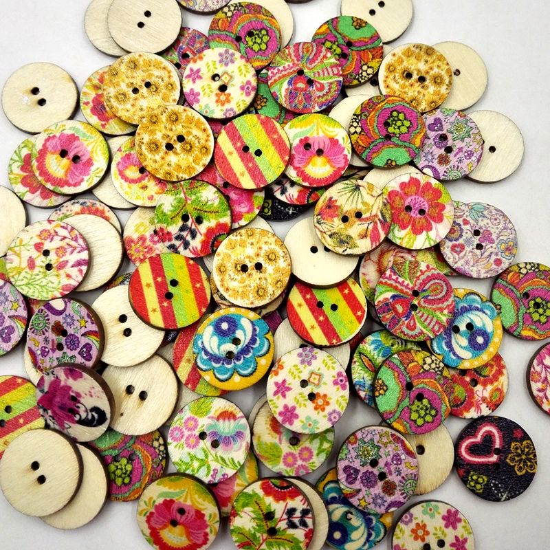 DIY Handmade Decor Craft for Sewing Scrapbooking Clothes Accessories 15mm // 0.59 Pack of 100 Pcs 2 Holes Round Wooden Buttons