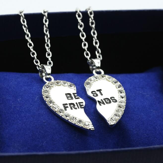 Fashion Heart Charm Silver Crystal Chain Pendant Necklace Women Men Jewelry Gift 