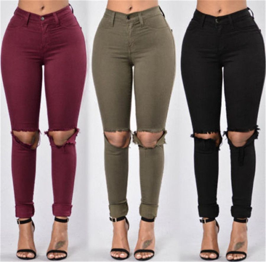 green ripped jeans womens