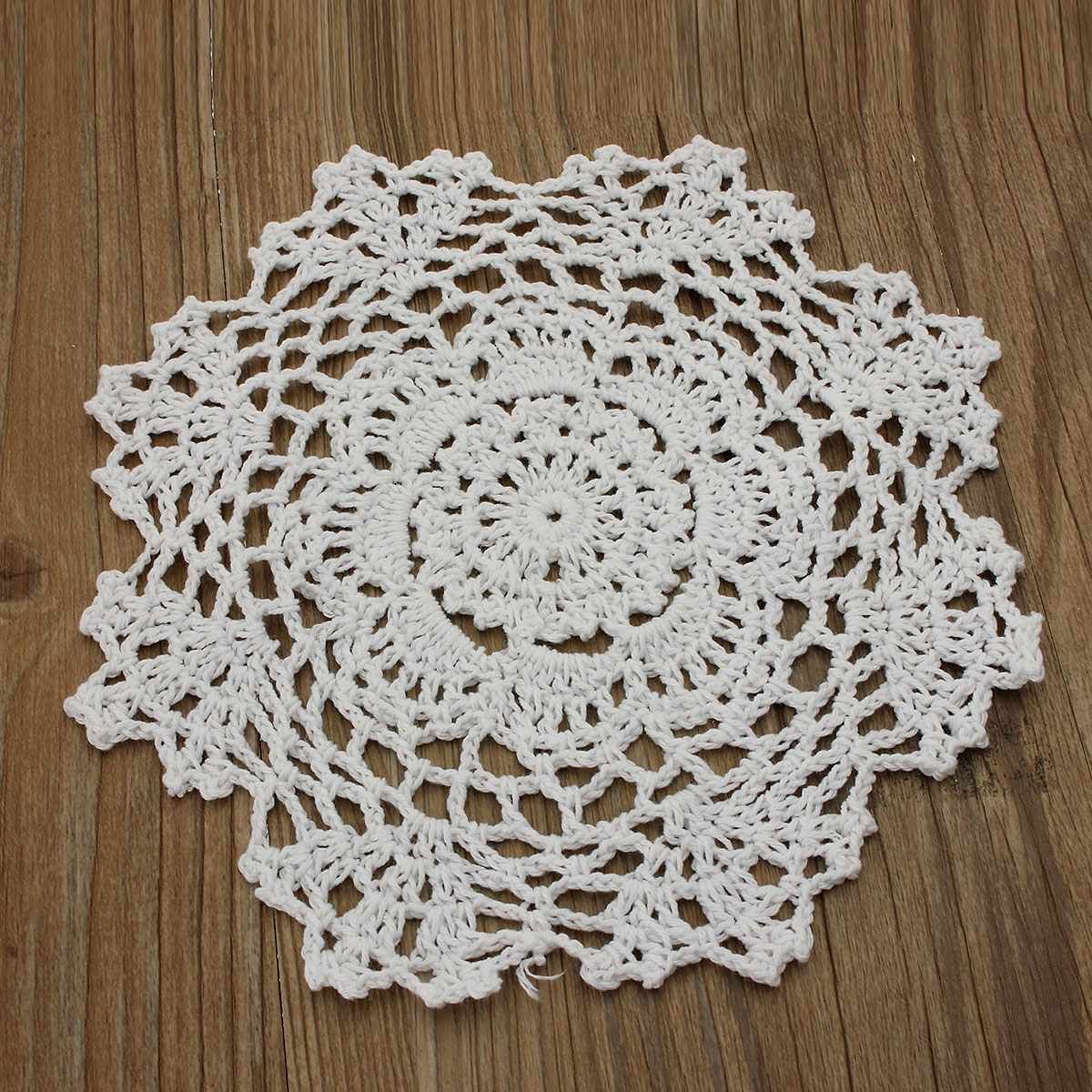 Set of 4 Vintage Cotton Coasters Hand Crochet Floral Lace Table Mat Cup Pad 8" 