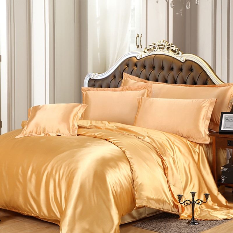 Wholesale Silk Satin Bedding Sets Luxury Russia Size Usa Size Gold