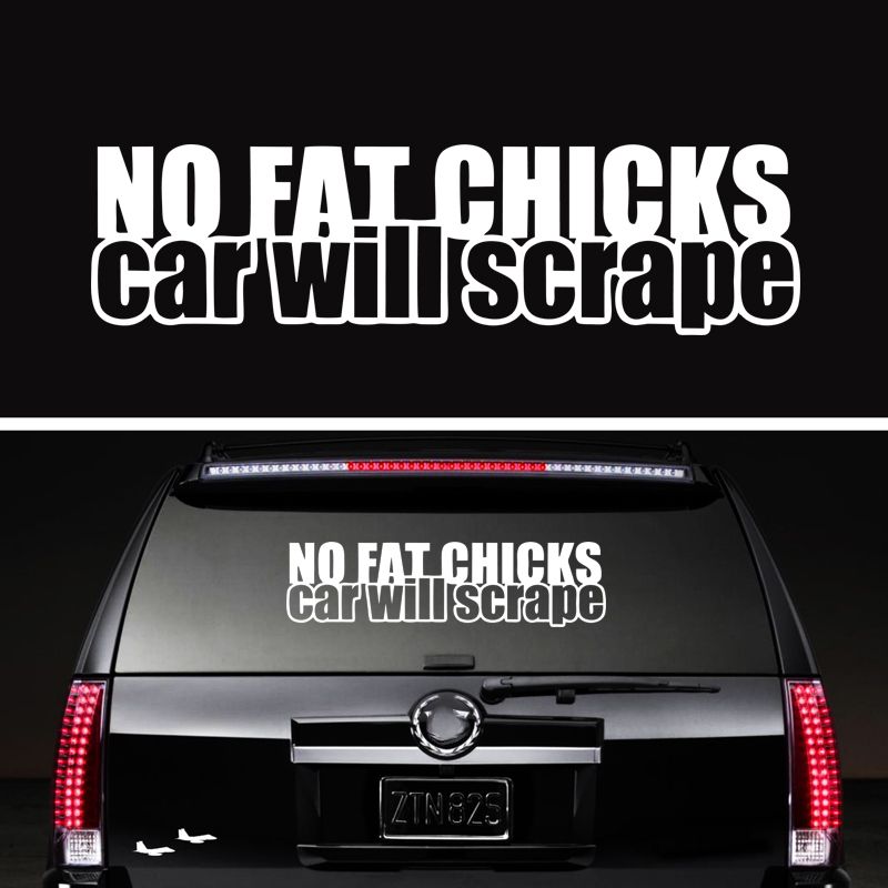 NO FAT CHICKS CAR WILL SCRAPE WALL DECAL WINDOW DECALS