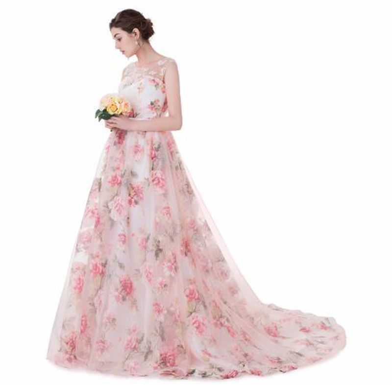pink floral formal dress