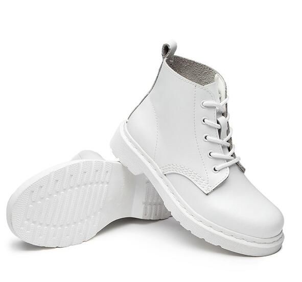 white flat ankle boots