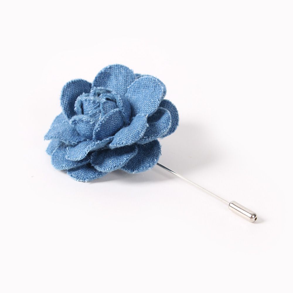2021 Wholesale Flower Brooches Pins For Men Blue Lapel Floral Pin