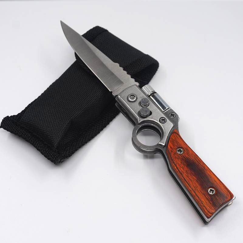 AK47 Type Tactical Folding Blade Knife 440 Blade Rosewood Handle Army Tactical Camping Outdoors
