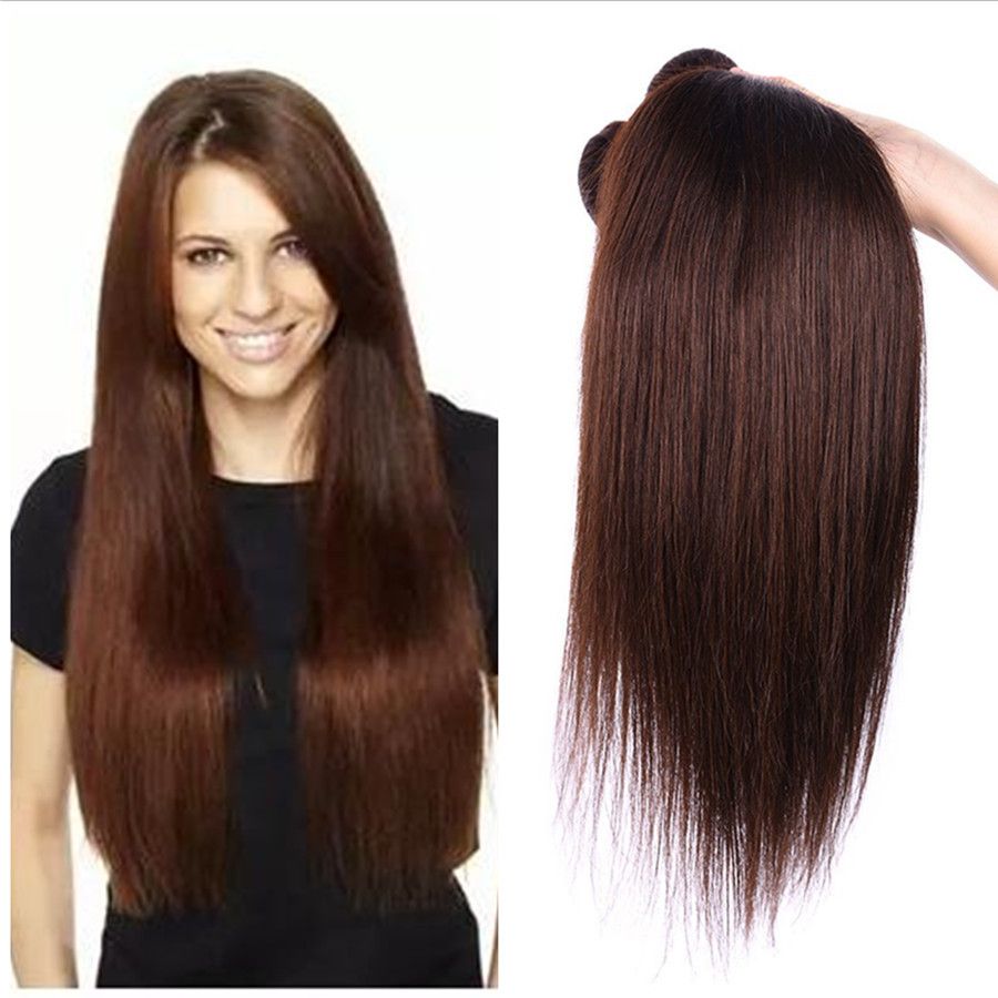 Wholesale Brazilian Human Hair Price #2 Dark Brown Straight Hair Bundles  Mocha Colored Straight Hair Extensions Peruvian Virgin Brown Bundle