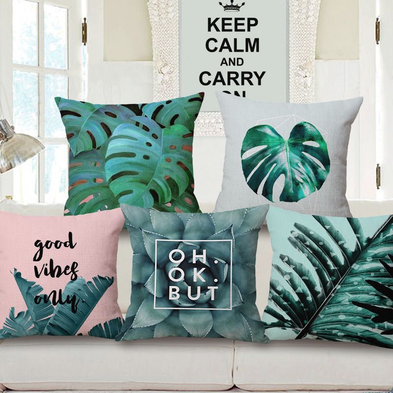 Tropical Feuilles Housse de Coussin Taie d/'oreiller Cushion Cover Canapé Décor