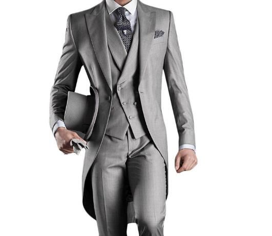 Compra Traje De Novio Italiano Gris Trajes De Boda Para Hombres Trajes De  Padrinos De Boda 3 Piezas Novio Trajes De Boda Punteado Solapa Hombres Traje  Chaqueta + Pantalones + Chaleco +