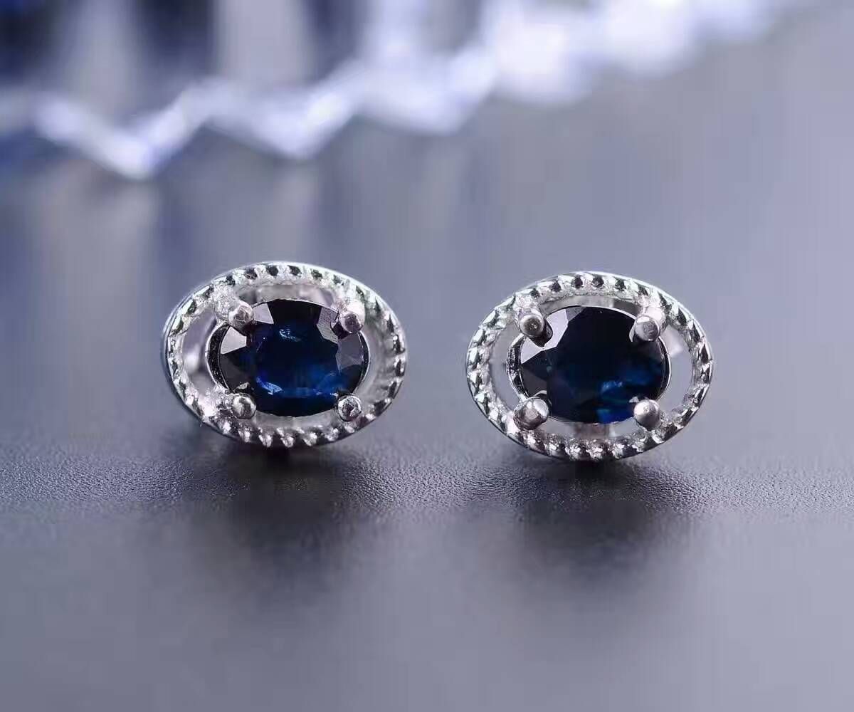 Earrings Natural Gems & Sapphires  5mm & 6mm Solid Sterling Silver Stamped S925