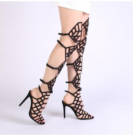 thigh high strappy gladiator heels