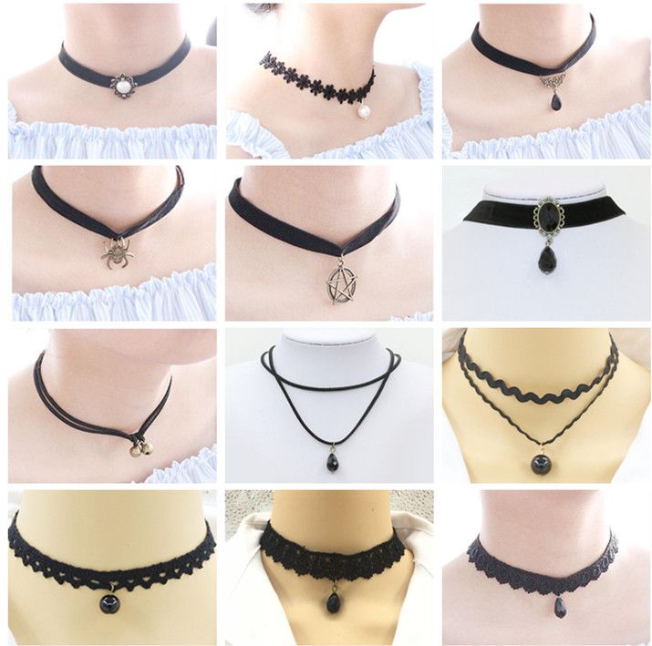 New Fashion Black Lace Tattoo Chokers Pearl Bell Crystal Pendant Necklace  Multi Layer Ribbon Chokers For Girls Women From Jewelryy, $0.38