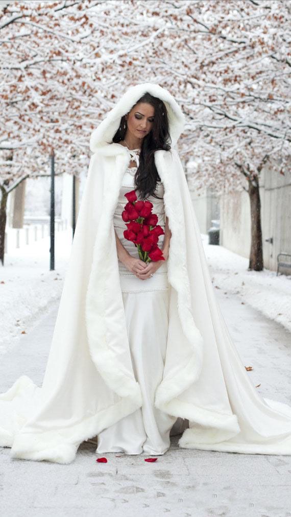 white wedding cape hood