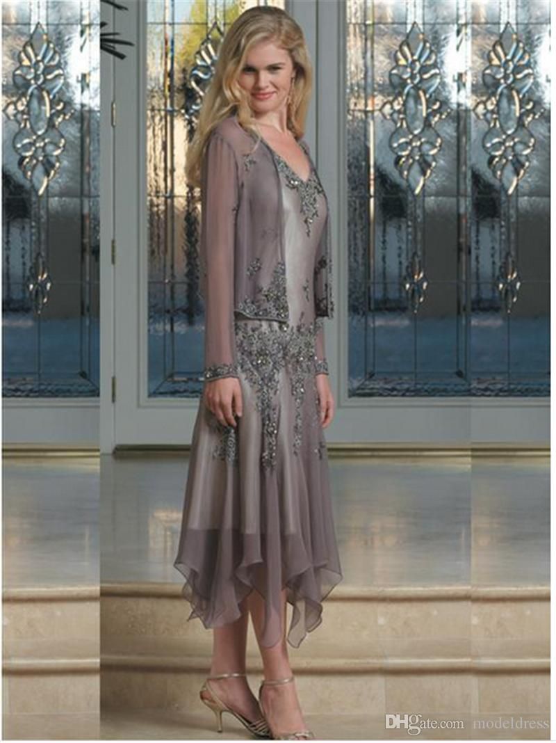 Mauve Champagne Chiffon Appliques Sheer 
