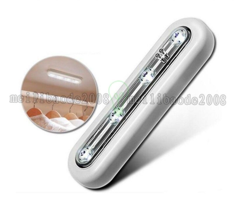 Cordless 4-LED Under Cabinet Push Tap Touch Stick On Night Light Lamps Batteries