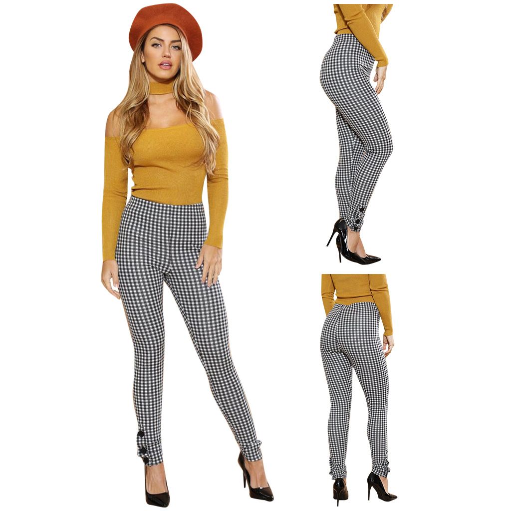 high waisted black plaid pants