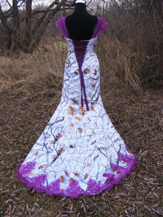 purple camo wedding dress