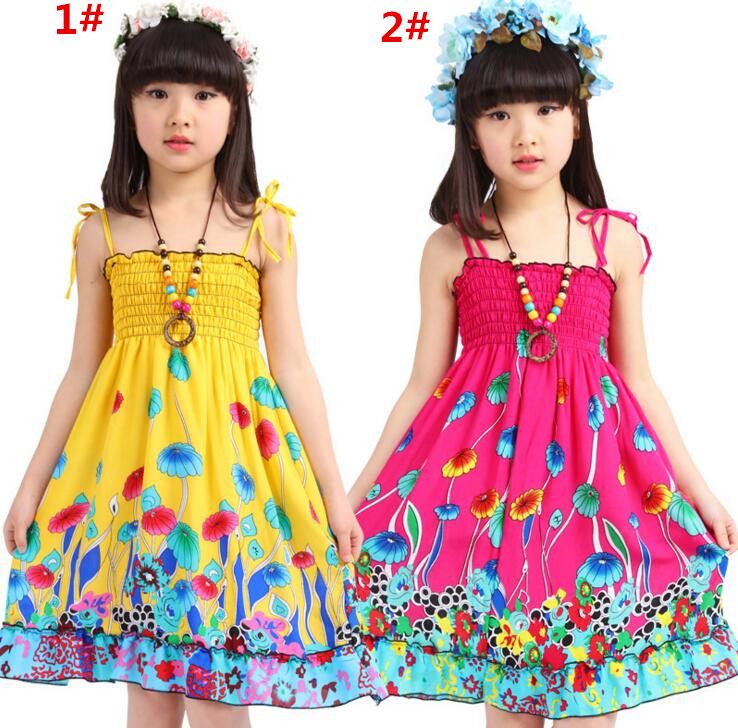 Vestido de playa bohemio sin espalda de algodón para niñas Busto elástico de verano con tirantes Vestido de playa bohemio sin espalda de algodón para niñas Busto elástico de verano con tirantes