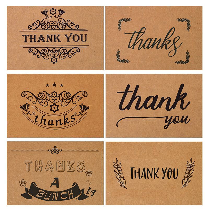 Vintage Brown Wedding Party Thank You Kraft Cards Wholesale Greeting