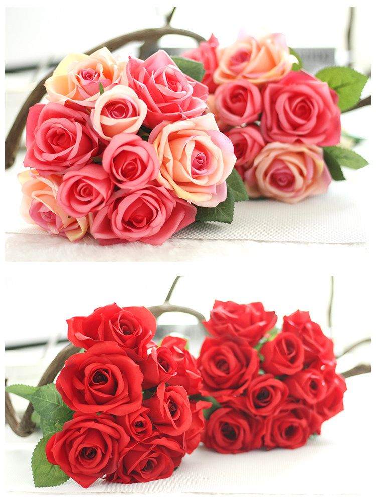 Acheter Bouquet De Mariée De Mariage Fleurs Faux Soie Rose Artificielle Anniversaire De Bal De Fiançailles Partie Maison Décoration Mariée Demoiselle