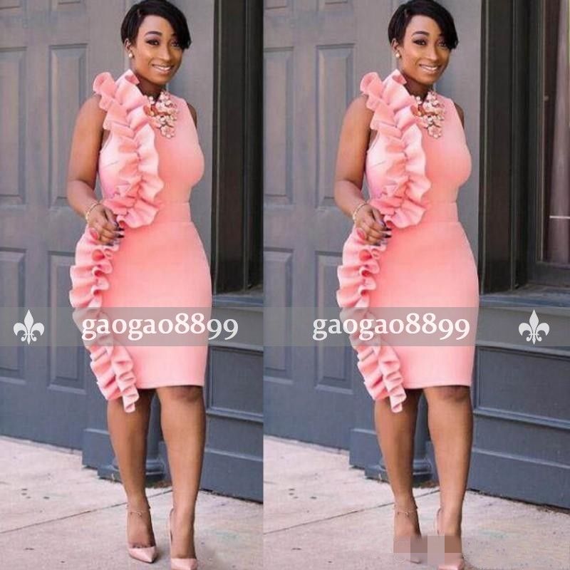 2019 Pink Short Cocktail Dresses Sheath 