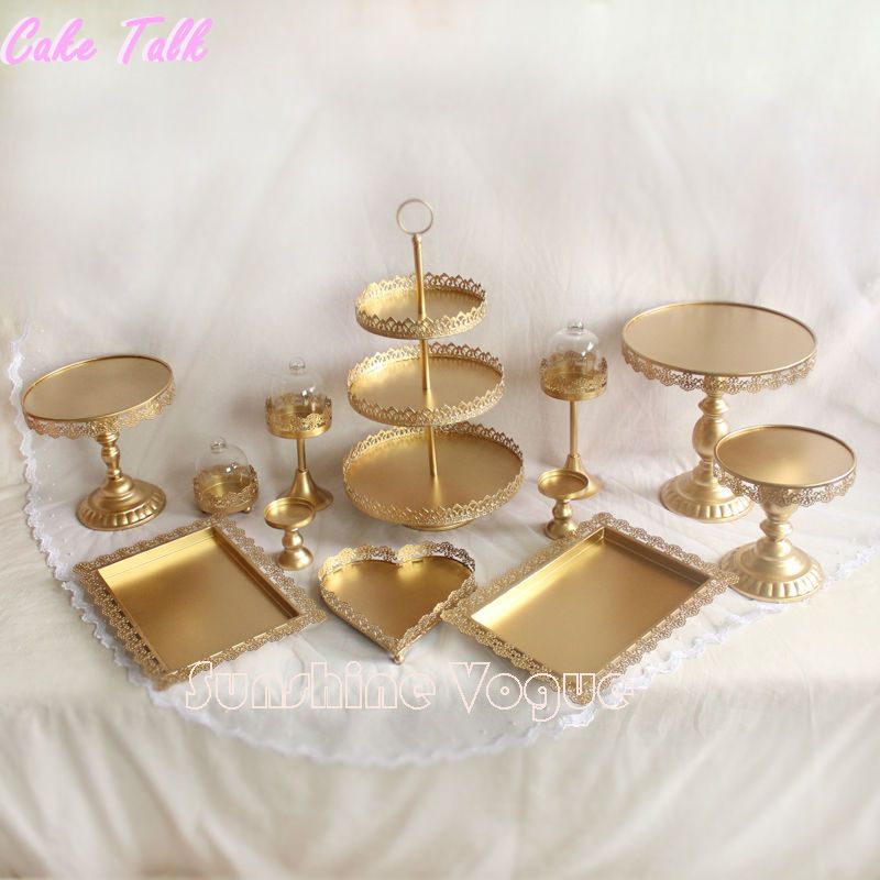 2019 Wholesale Set Of Gold Cake Stand Wedding Cupcake Stand Set