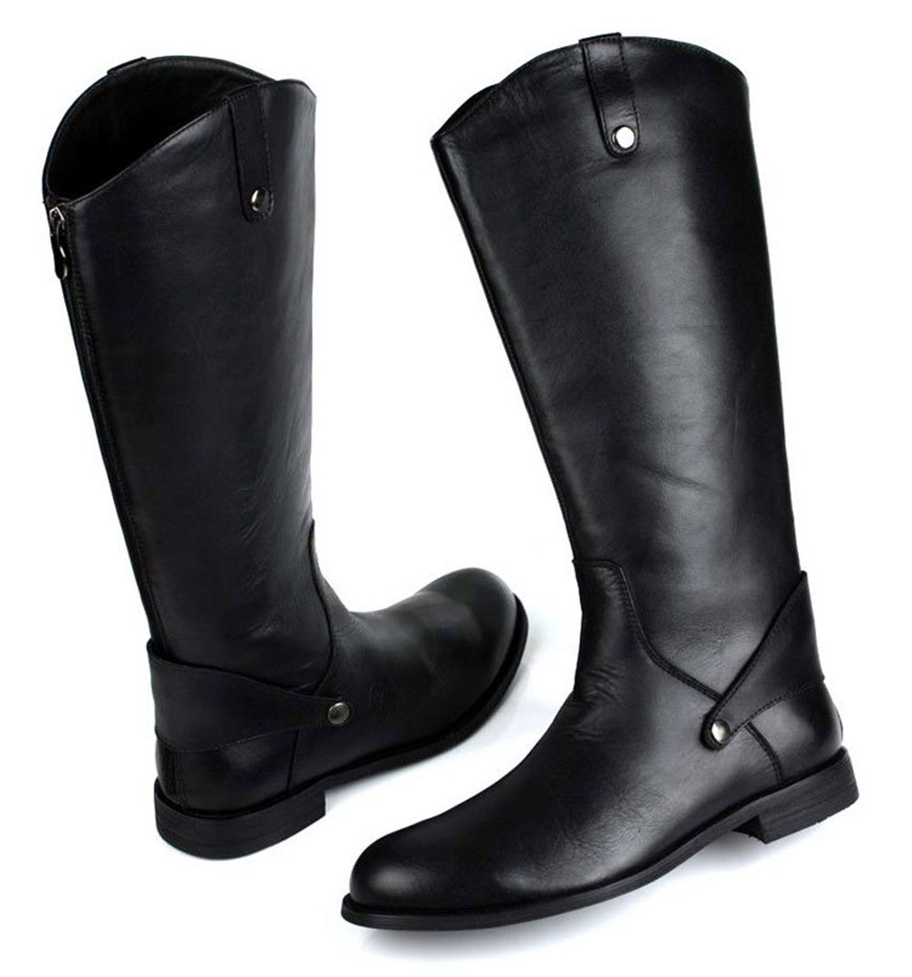 plain black leather riding boots