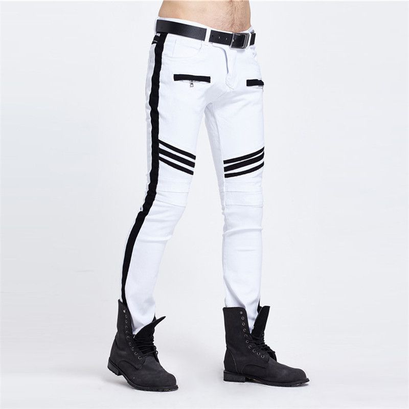 white and black ripped jeans