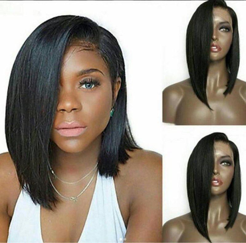 Short Bob Style Lace Front Human Hair Wig 10 30 Straight Middle