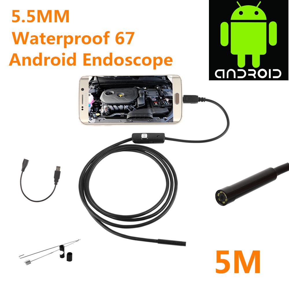 2017 Android Endoscope Camera 5.5mm 5m Usb Endoscopes Ip67 Waterproof